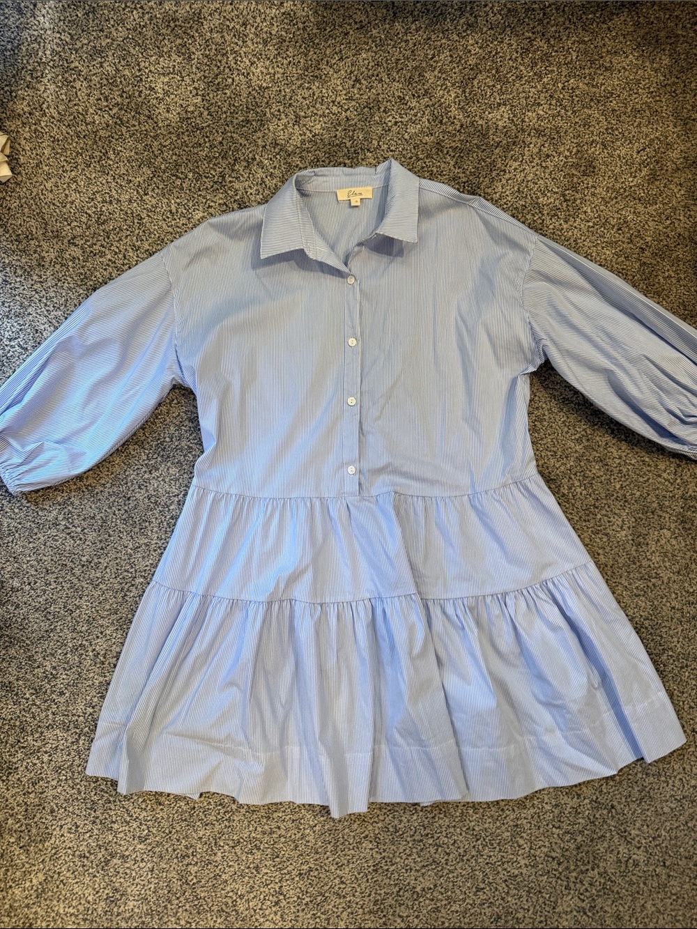 Elan Light Blue Tiered Button-Front Shirt Dress